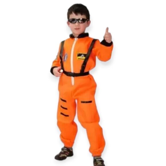 NWT Fun World Orange Star Pilot Jumpsuit Boys Children Halloween Costume